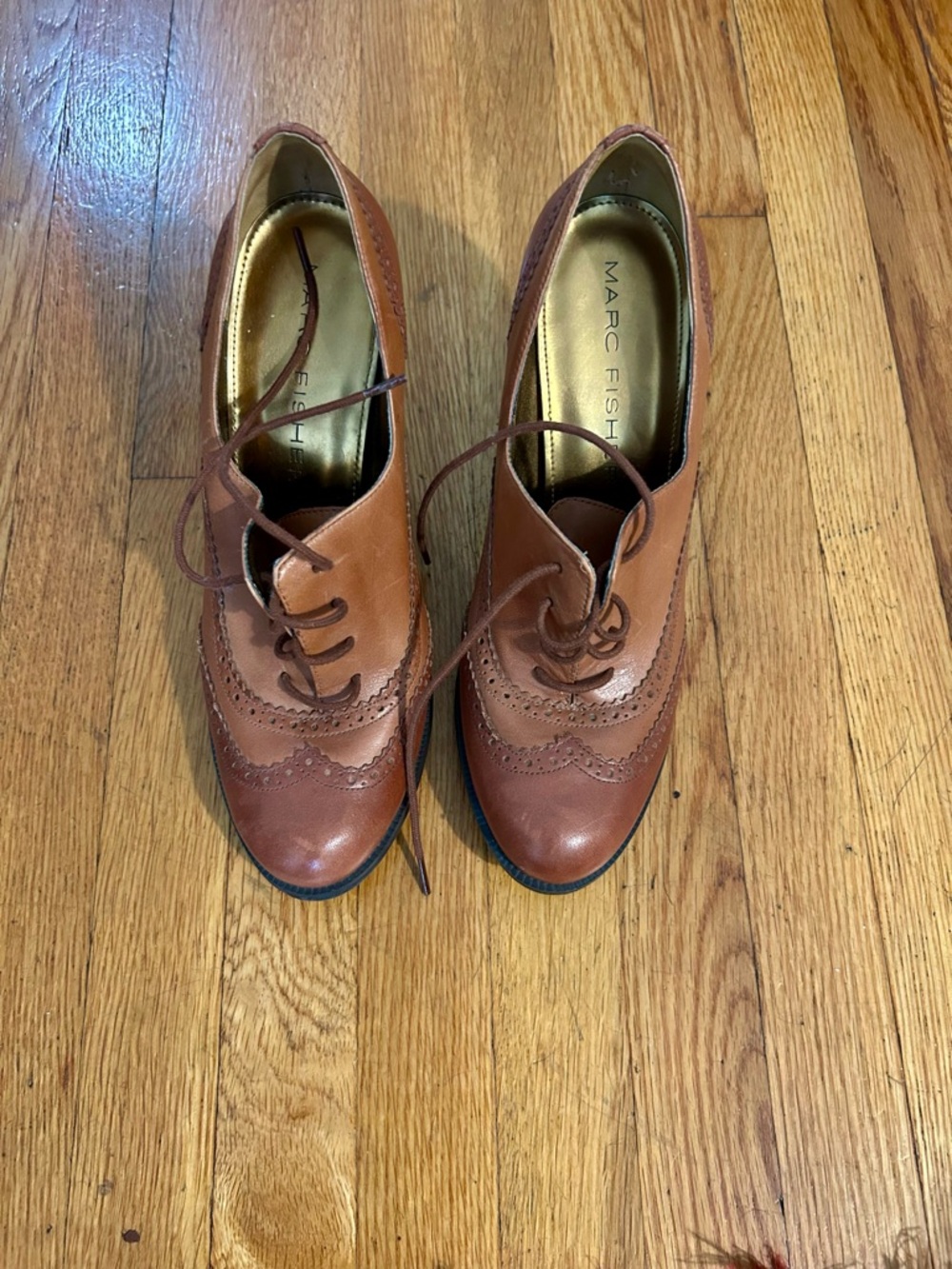 Marc Fisher Two-Tone Brown Leather Wingtip Oxfords